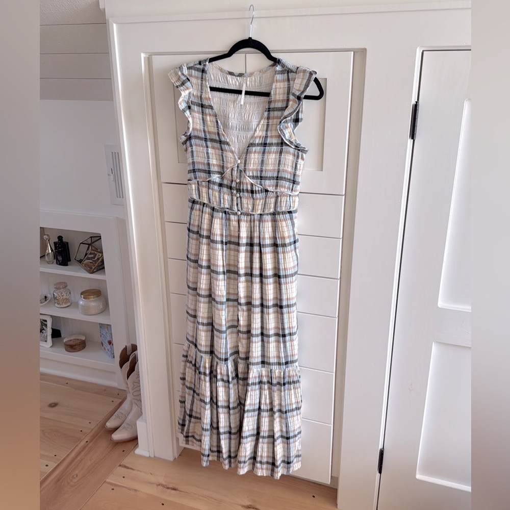 Anthropologie Peregrine Midi Dress plaid